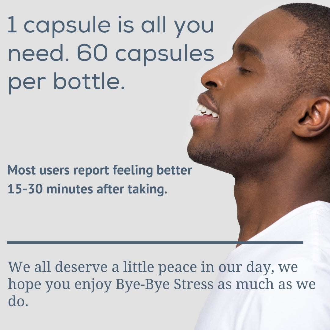 Bye-Bye Stress, GABA, Ashwagandha, Chamomile Flower, 5-HTP (5-Hydroxytryptophan), St. John's Wort