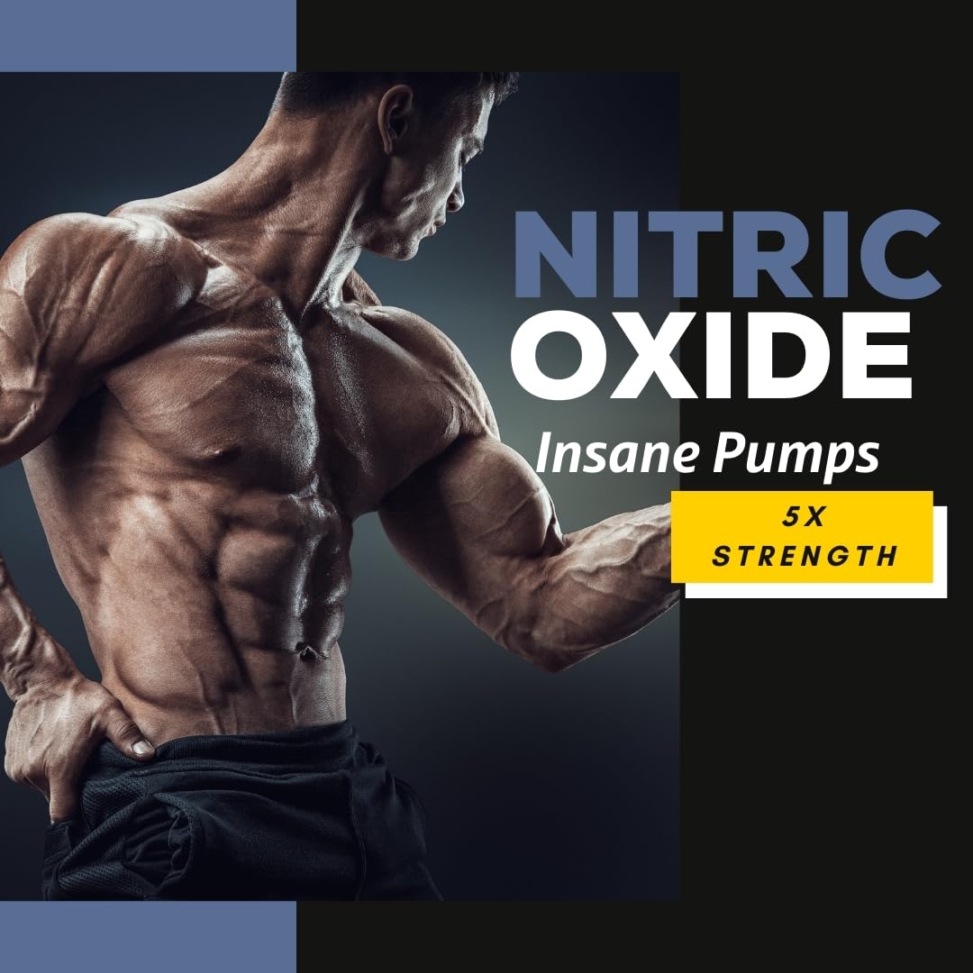 Evolve Nutraceuticals Nitric Oxide Booster 5X Strength, Stamina & Endurance, Pre-Workout, Post-Workout
