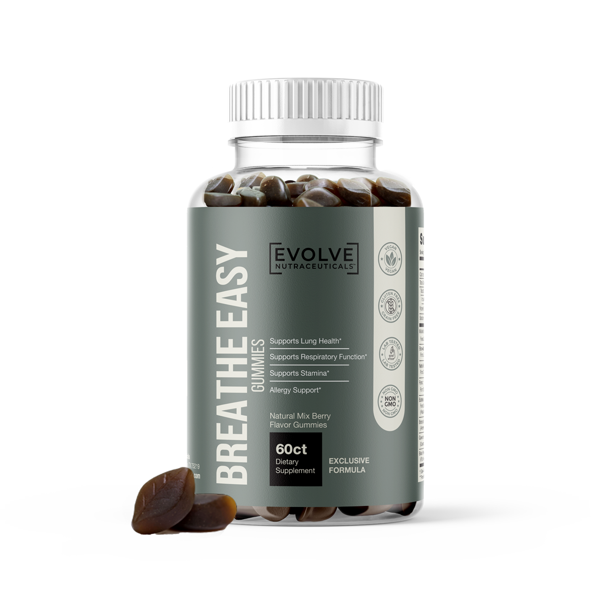 Breathe Easy Lung Gummies, Allergy Relief, Cold & Flu, Asthma, Cough Support, Mullein Leaf, Boswellia Resin, Nettle Root, Forskolin, Butterbur, Bromelain, Quercetin