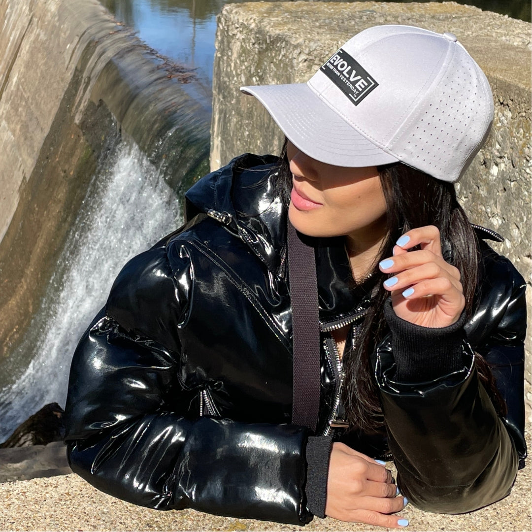 EVOLVE "Better Than Yesterday" Snapback Hat for Men and Women (Polyester Blend, Gray/Black)