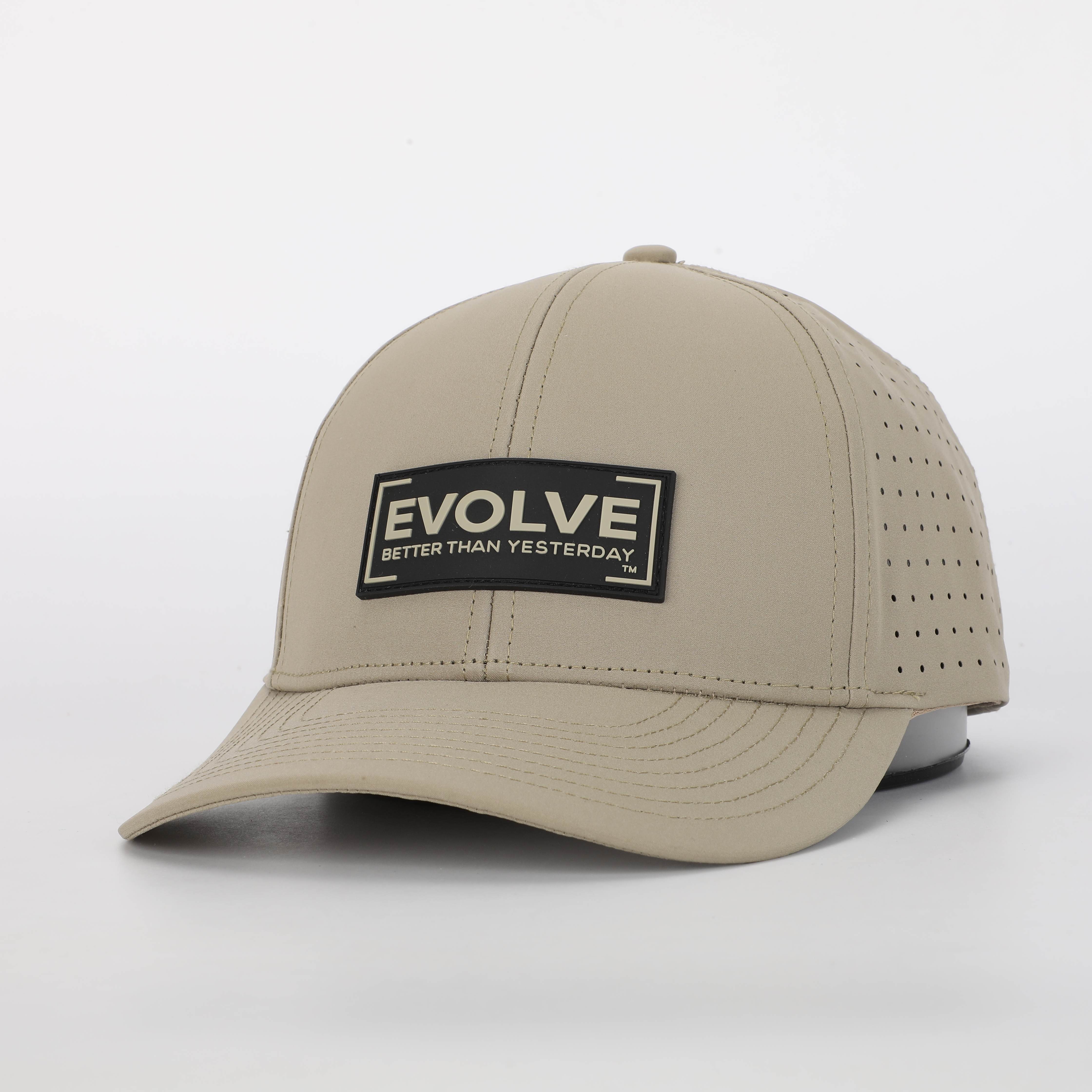 Evolve "Better Than Yesterday" Snapback Hat for Men and Women (Polyester Blend, Tan/Black)