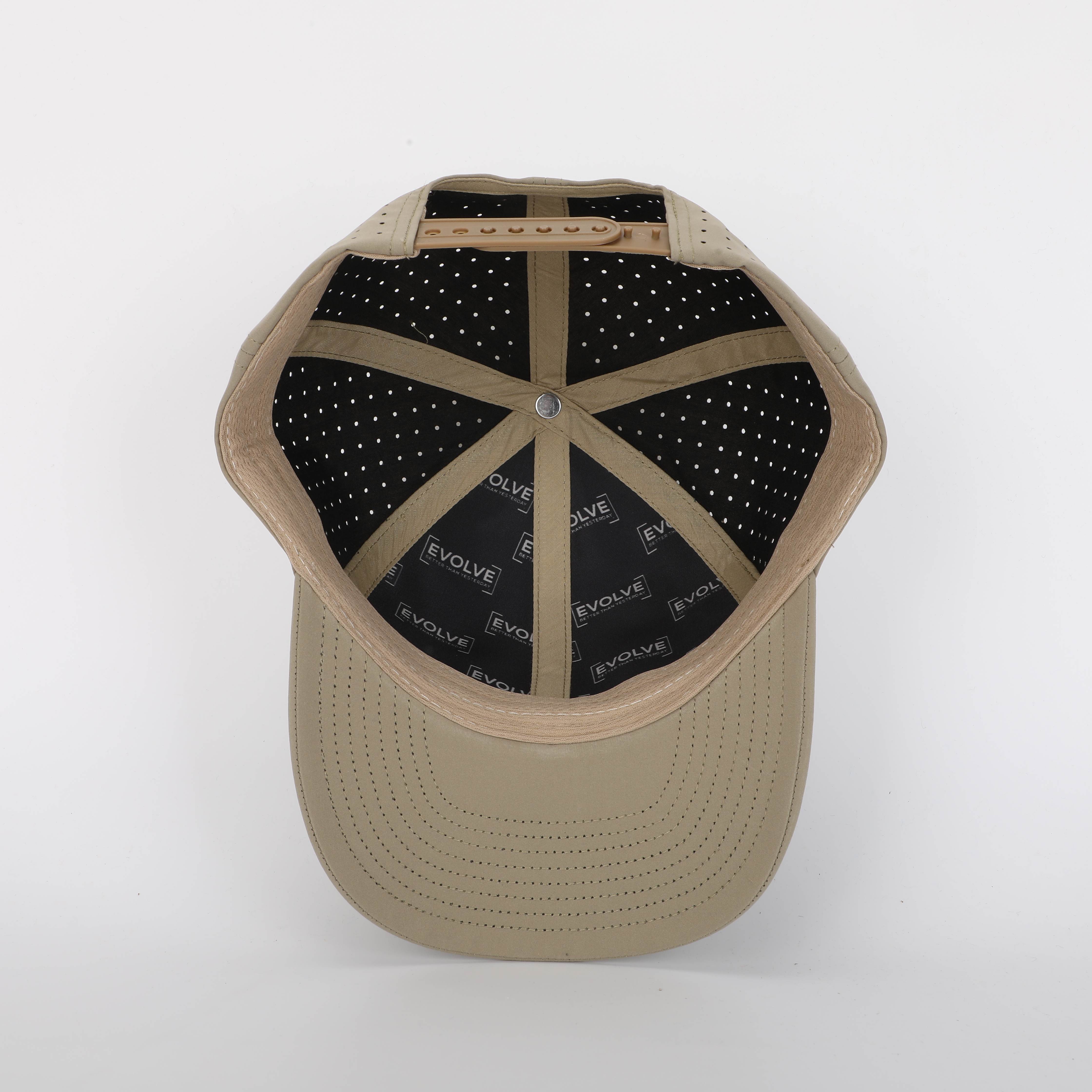 Evolve "Better Than Yesterday" Snapback Hat for Men and Women (Polyester Blend, Tan/Black)