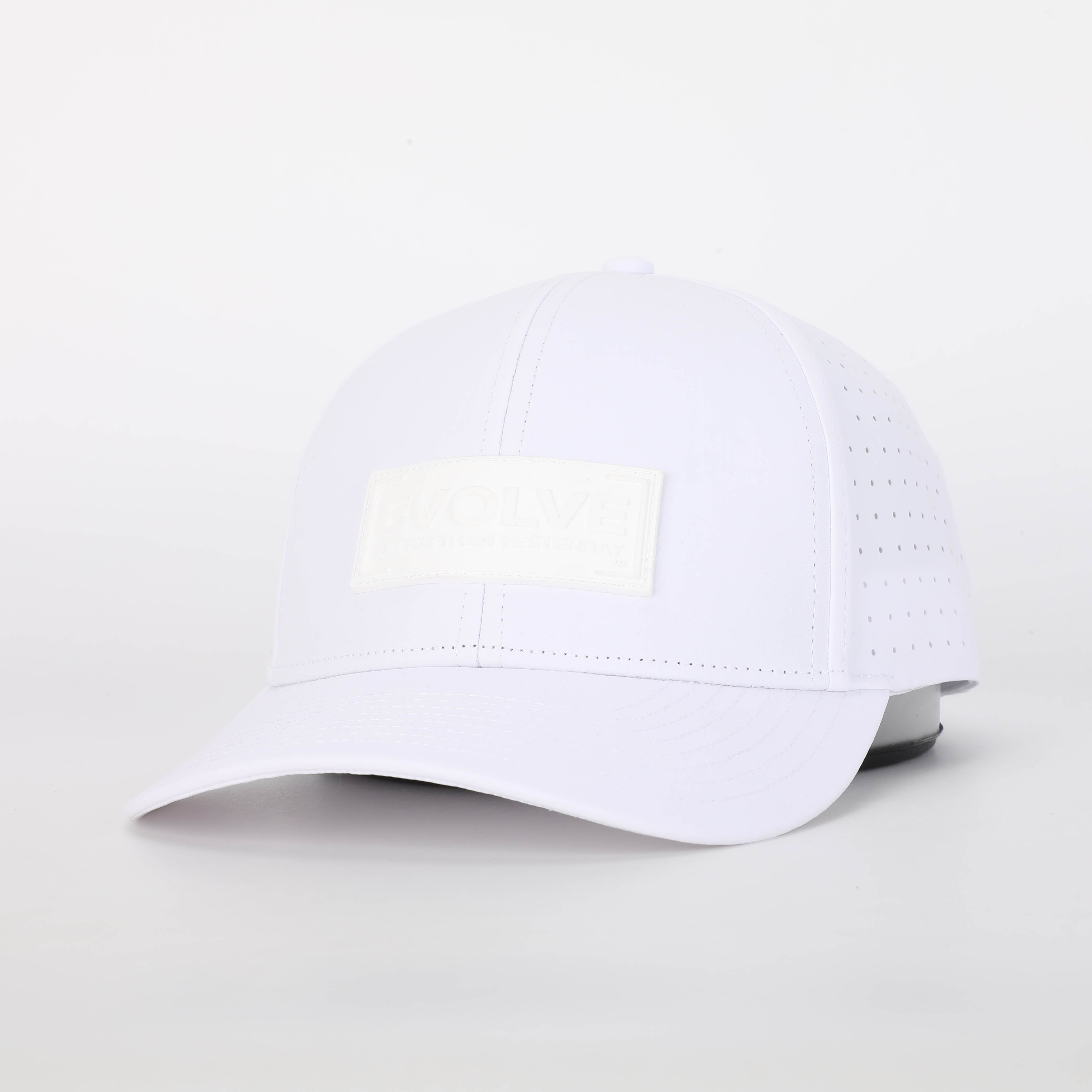Water-Resistant EVOLVE Hydro, Performance Snapback Hat for Men and Women (Polyester Blend, WHT/WHT)