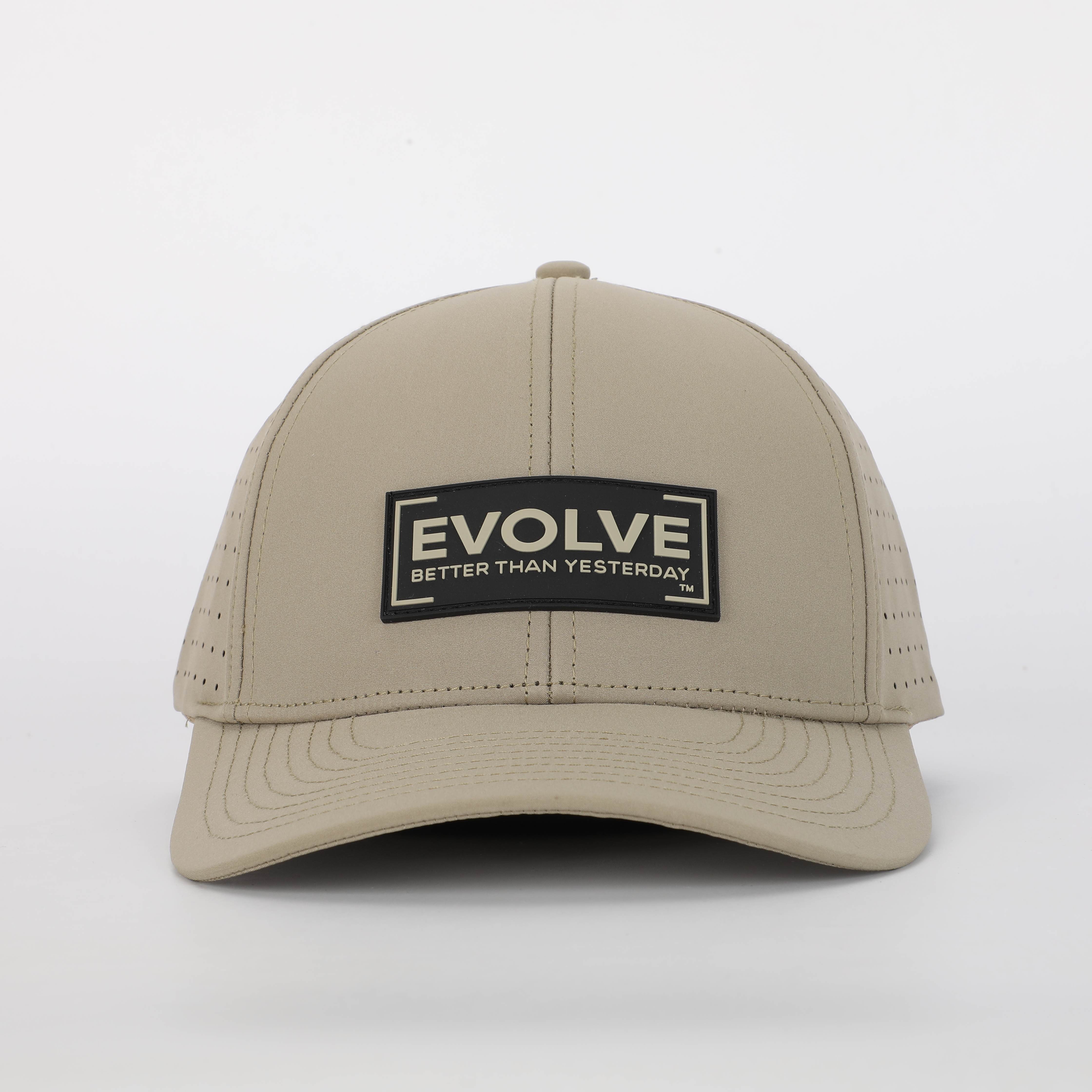 Evolve "Better Than Yesterday" Snapback Hat for Men and Women (Polyester Blend, Tan/Black)