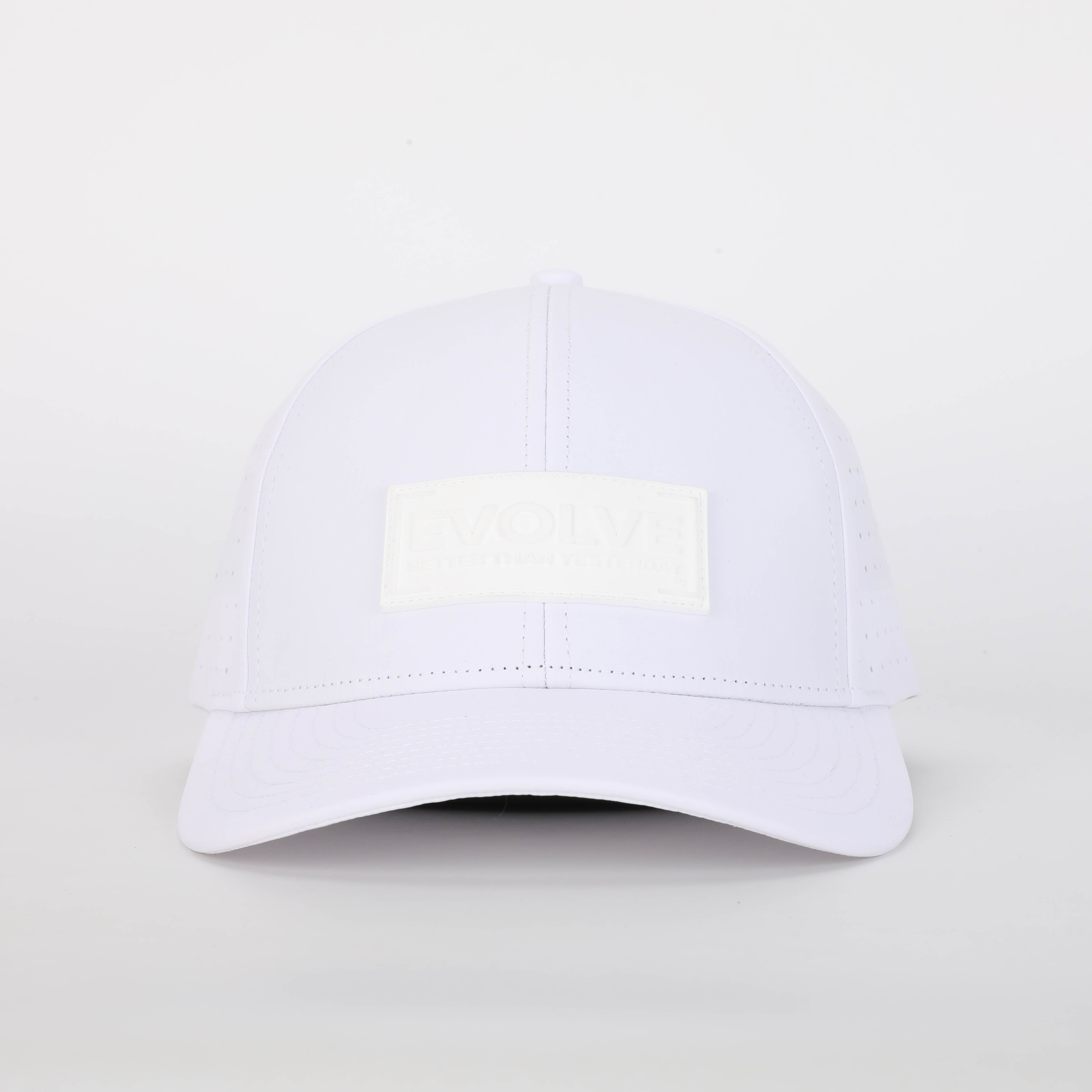 Water-Resistant EVOLVE Hydro, Performance Snapback Hat for Men and Women (Polyester Blend, WHT/WHT)